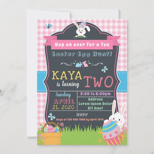 Easter Birthday Invitation for Girl (Front)