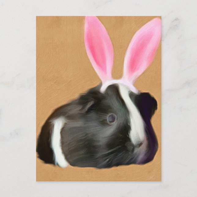 Easter Black And White Guinea Pig Postcard (Front)