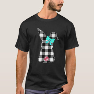 Easter Black And White Plaid Bunny Rabbit Palm Sun T-Shirt