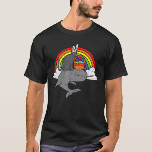 Easter Black Cat Bunny On Narwhal Rainbow Boys Gir T-Shirt