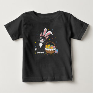 Easter Black Cat Tuxedo Rabbit Bunny Ears Eggs Baby T-Shirt
