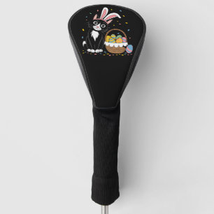 Easter Black Cat Tuxedo Rabbit Bunny Ears Eggs Golf Head Cover