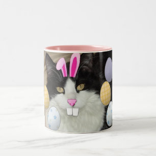 Easter Black & White Cat Two-Tone Coffee Mug