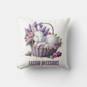 Easter Blessing – Bunny & Flower Basket Delight Cushion