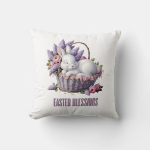 Easter Blessing – Bunny & Flower Basket Delight Cushion