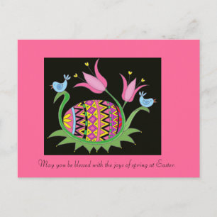 Easter Blessing Ukrainian Easter Egg Folk Art Holiday Postcard