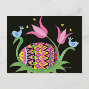 Easter Blessing Ukrainian Folk Art Holiday Postcard