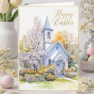 Easter Blessing Watercolor Spring Church Floral Card