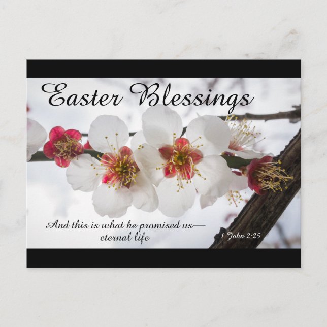 Easter Blessings 1 John 2:25 Bible Verse Holiday Postcard (Front)