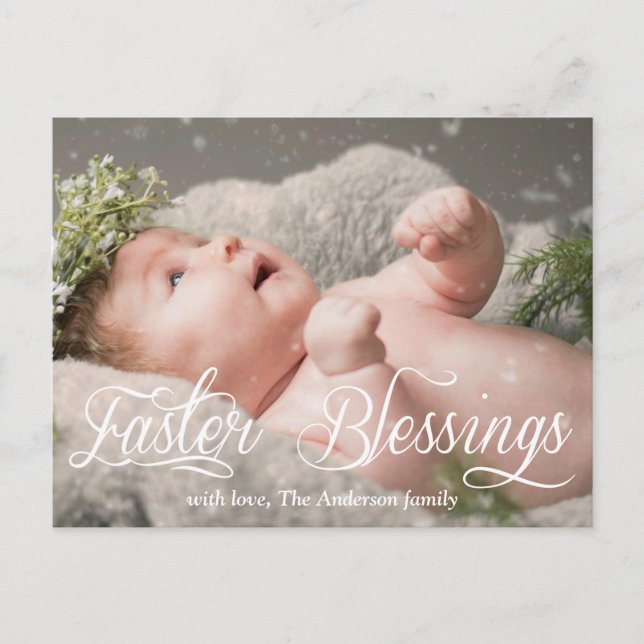Easter Blessings Baby Kids Family Photo Holiday Postcard (Front)