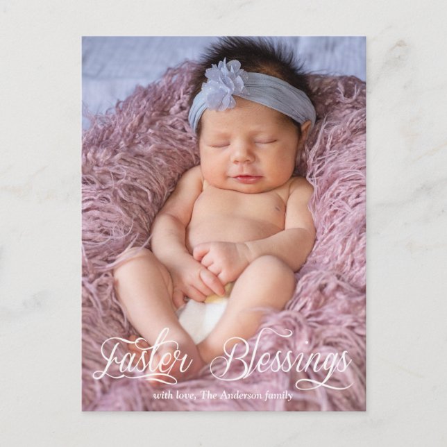 Easter Blessings Baby Kids Family Photo Holiday Postcard (Front)