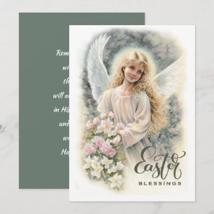 Easter Blessings. Beautiful Little Angel Religious Holiday Card