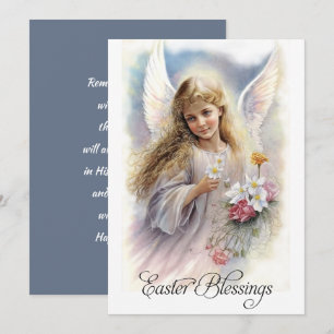 Easter Blessings. Beautiful Little Angel Religious Holiday Card