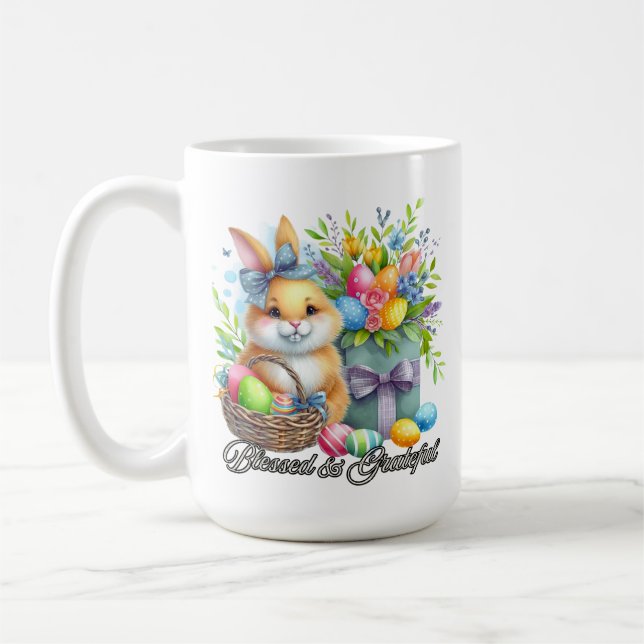 Easter Blessings- Blessed & Grateful Coffee Mug (Left)