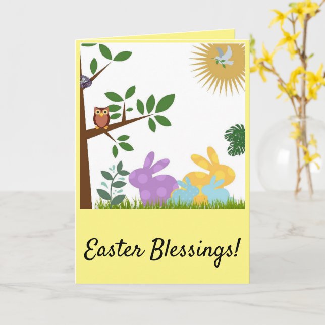 Easter Blessings Card (Yellow Flower)