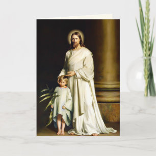 Easter Blessings. Christ and Child Fine Art  Holiday Card