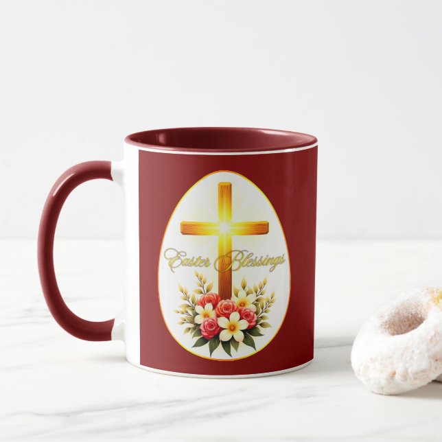 Easter Blessings – Christian Faith Art - caneca Mug (With Donut)