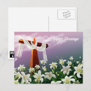 Easter Blessings. Christian Religious  Holiday Postcard