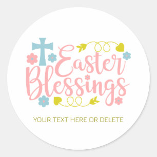 Easter Blessings, colourful elegant typography  Classic Round Sticker