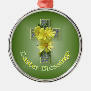 Easter Blessings Cross Metal Tree Decoration