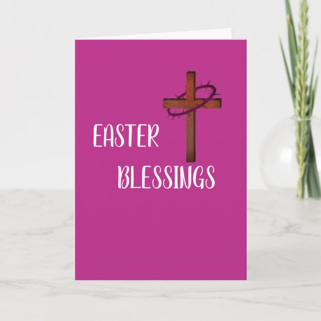 Easter Blessings Cross Vintage Bunny Card (Front)