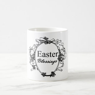 Easter Blessings Cute Easter Bunnies Typography Coffee Mug