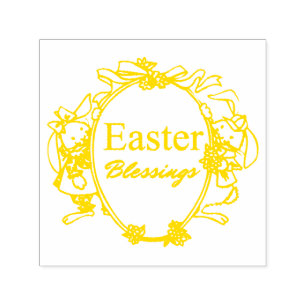 Easter Blessings Cute Easter Bunnies Typography Self-inking Stamp