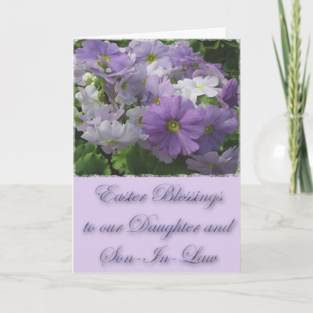 Easter Blessings Daughter & Son-In-Law Primrose Holiday Card (Front)