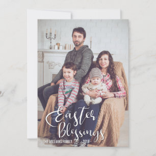 Easter Blessings   Elegant Easter Family Photo Holiday Card