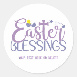 Easter Blessings, elegant typography Classic Round Sticker