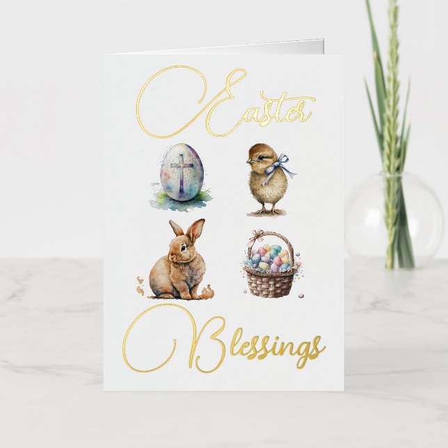 Easter Blessings Foil Greeting Card (Front)