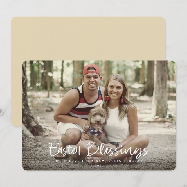 Easter Blessings Full Photo Holiday Card (Front/Back)