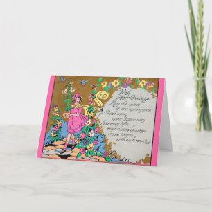 Easter Blessings Girl in Pink Card