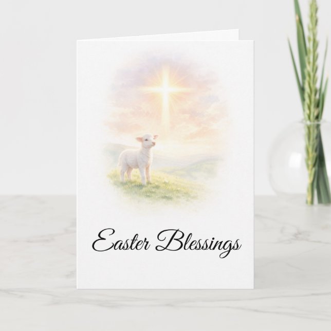 Easter Blessings Lamb of God Christian Easter Gree Card (Front)