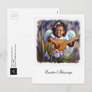 Easter Blessings. Little African American Angel  Holiday Postcard