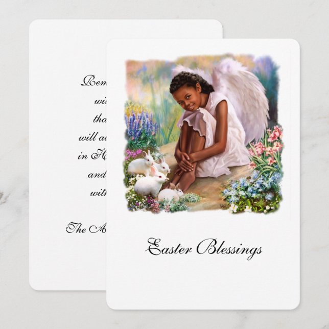 Easter Blessings. Little Afro Angel Flat Cards (Front/Back)