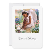 Easter Blessings. Little Afro Angel Flat Cards