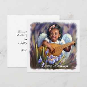 Easter Blessings. Little Afro Angel Flat Cards