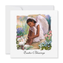 Easter Blessings. Little Afro Angel Flat Cards