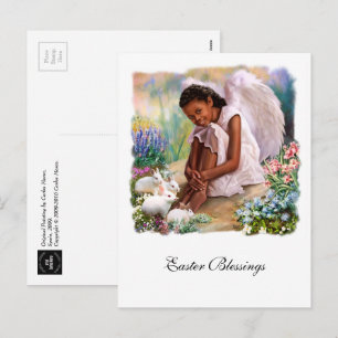 Easter Blessings. Little Angel with Bunnies Holiday Postcard