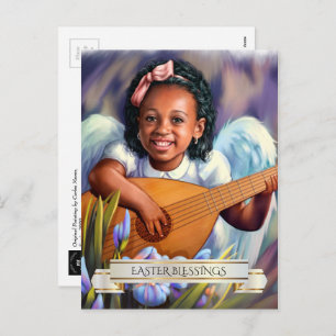 Easter Blessings. Little Angel with Lute Postcards