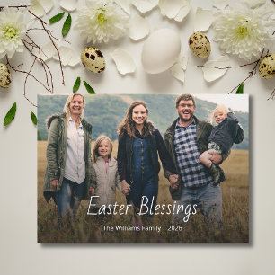 Easter Blessings Modern Christian Family Photo Holiday Card
