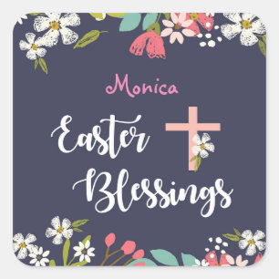 Easter Blessings of Risen Christ Flowers Square Sticker