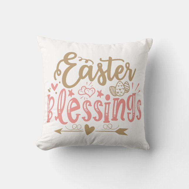 Easter Blessings Pretty Quote Cushion (Front)