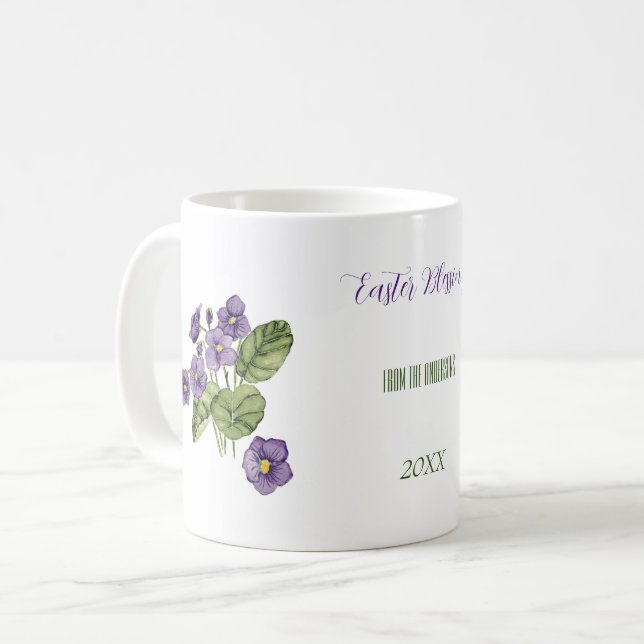 easter blessings purple violet watercolor Mug (Front Left)