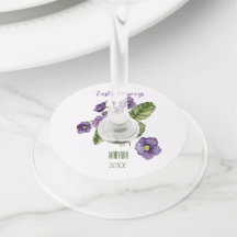 Easter blessings purple violets Wine Glass Tags