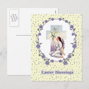 Easter Blessings. Religious Easter Holiday Postcard