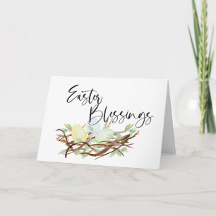 Easter Blessings Religious Watercolor Card