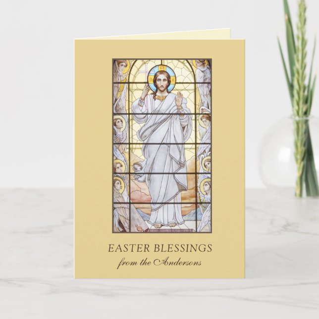 Easter Blessings Resurrection Jesus Prayer Holiday Card (Front)
