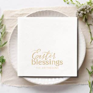 Easter Blessings Script Typography Religious Name Foil Napkins